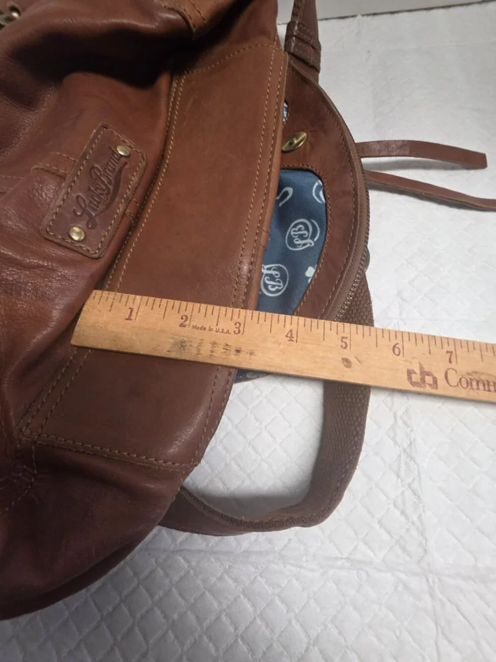 Lucky Brand‎ Tan Leather Studded Crossbody Messenger Bag Boho Tassel Brown